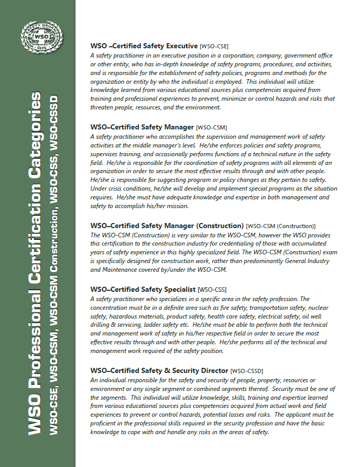 WSO Professional Certifications Fact Sheet